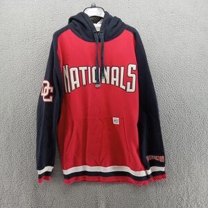 Washington Nationals Sweatshirt Mens Large Red Blue Pullover Hoodie Spellout
